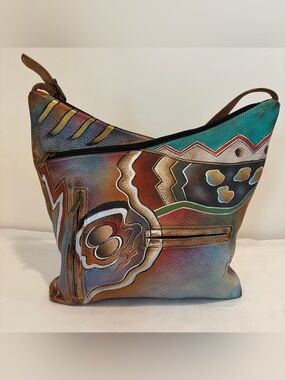 Anuschka Artisan Multicolor Leather South western Hobo Bag